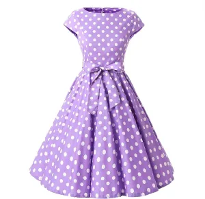 1950s Dresses for Women Vintage Sleeveless Floral/Polka Dot Swing A Line Midi Summer Dress Cocktail Party Prom Gown