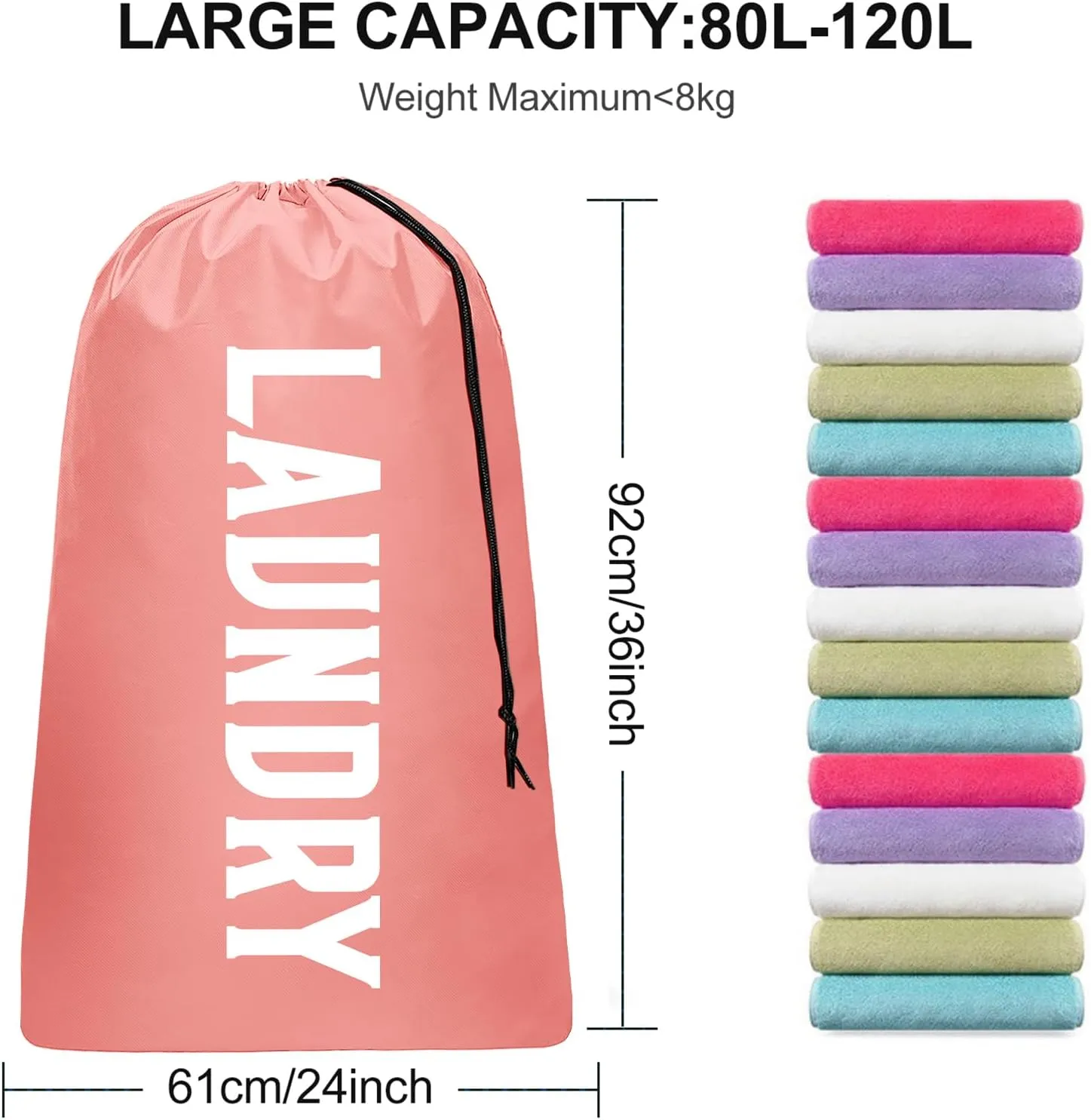 2 Pack Large Travel Laundry Bag, Dirty Clothes Travel Bag with Drawstring, Heavy Duty Laundry Bag for Dorm Camp Traveling, Fit a Laundry Hamper for Students College