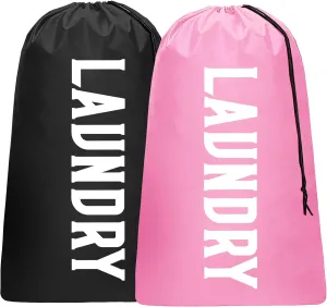 2 Pack Large Travel Laundry Bag, Dirty Clothes Travel Bag with Drawstring, Heavy Duty Laundry Bag for Dorm Camp Traveling, Fit a Laundry Hamper for Students College
