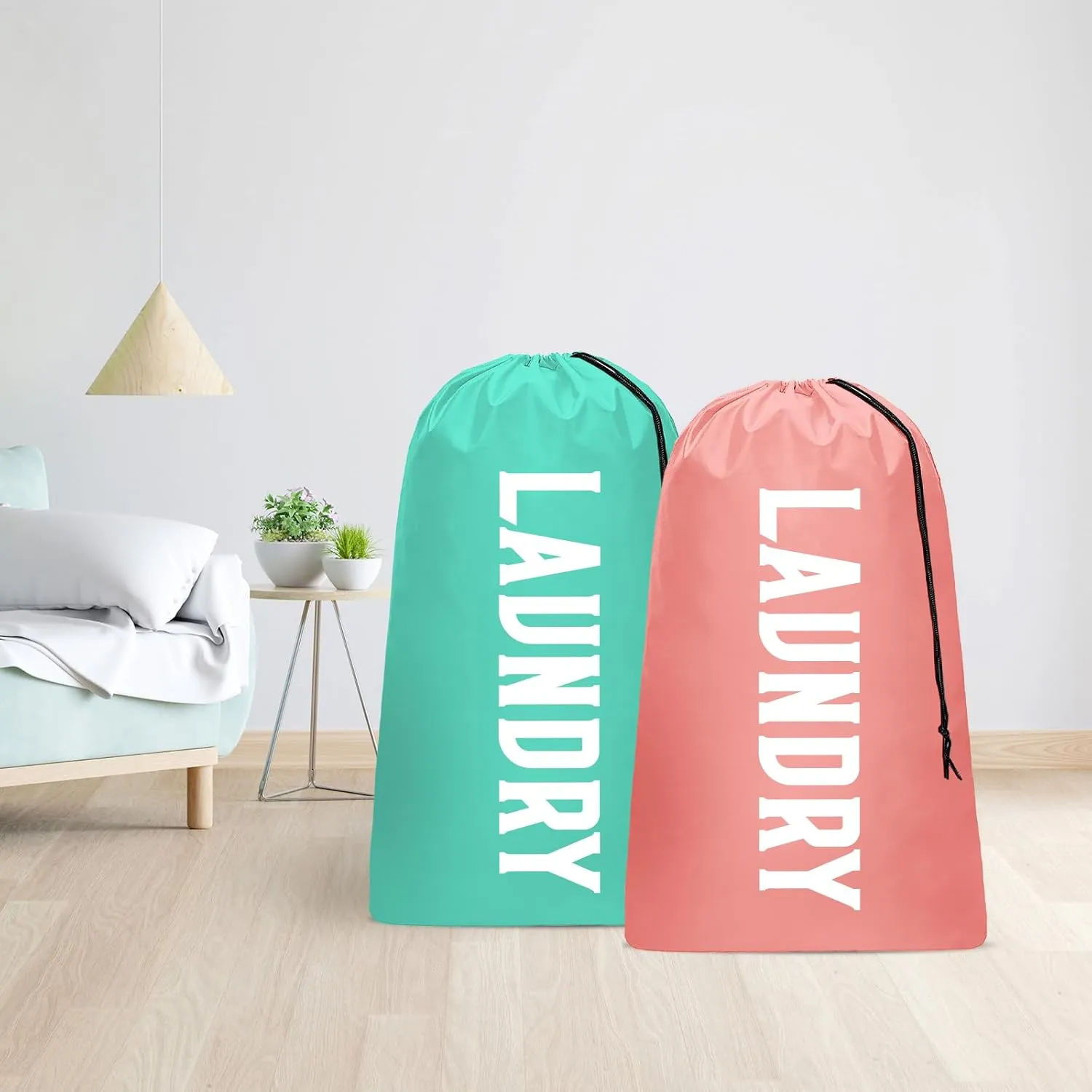 2 Pack Large Travel Laundry Bag, Dirty Clothes Travel Bag with Drawstring, Heavy Duty Laundry Bag for Dorm Camp Traveling, Fit a Laundry Hamper for Students College