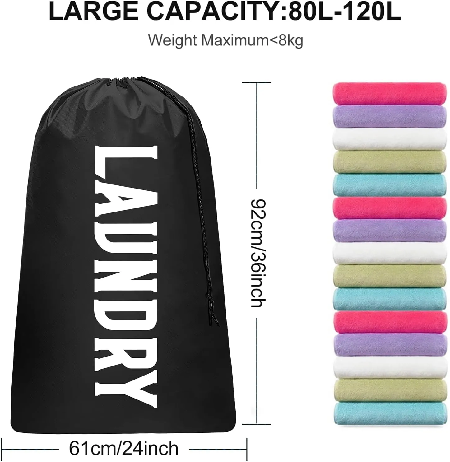 2 Pack Large Travel Laundry Bag, Dirty Clothes Travel Bag with Drawstring, Heavy Duty Laundry Bag for Dorm Camp Traveling, Fit a Laundry Hamper for Students College