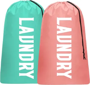 2 Pack Large Travel Laundry Bag, Dirty Clothes Travel Bag with Drawstring, Heavy Duty Laundry Bag for Dorm Camp Traveling, Fit a Laundry Hamper for Students College