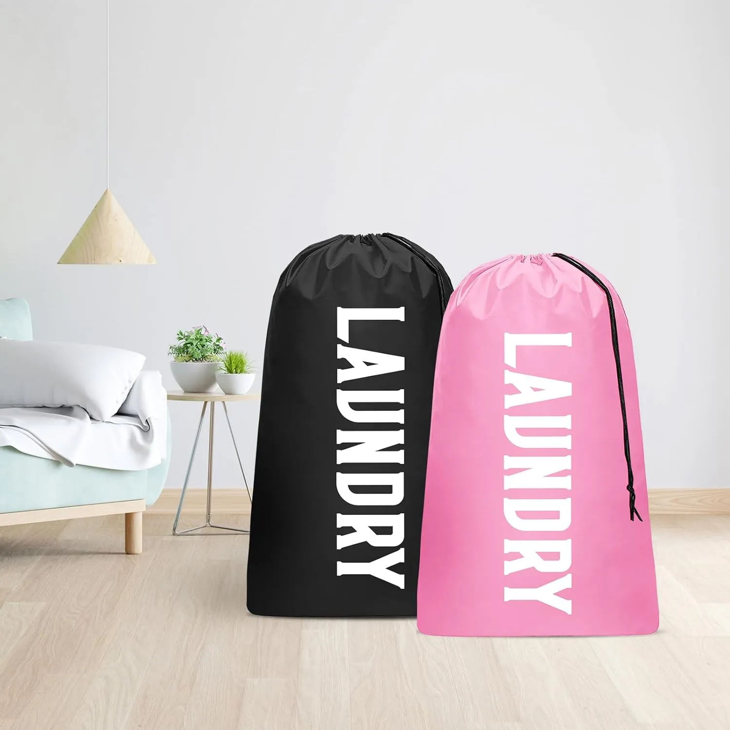 2 Pack Large Travel Laundry Bag, Dirty Clothes Travel Bag with Drawstring, Heavy Duty Laundry Bag for Dorm Camp Traveling, Fit a Laundry Hamper for Students College