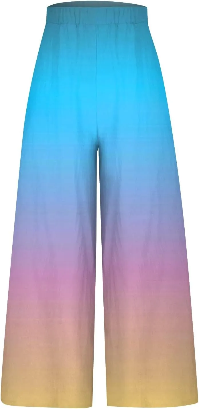 2025 Trendy Summer Flowy Gauze Pants That Look Like Skirts- Boho Linen Wide Leg Palazzo Drawstring Trousers