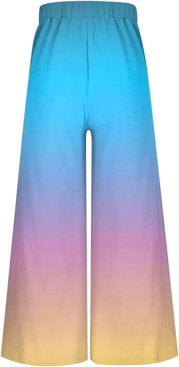 2025 Trendy Summer Flowy Gauze Pants That Look Like Skirts- Boho Linen Wide Leg Palazzo Drawstring Trousers