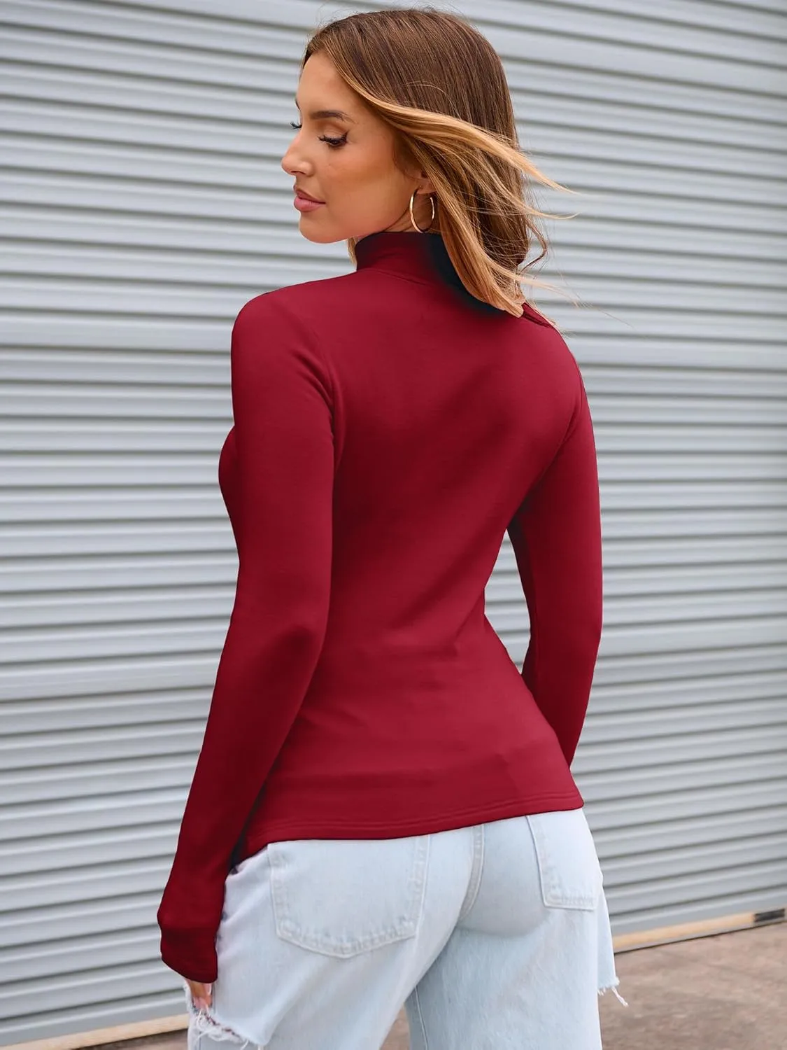 Abardsion Women's Long Sleeve Mock Turtleneck Shirts 2025 Fleece Lined Base Layer Slim Fit Thermal Underwear Tops