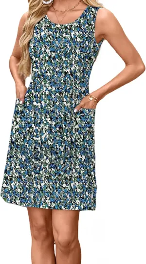 AELSON Women's Sleeveless Swimsuit Coverup 2025 Loose Beach Vacation Swimwear Cover Ups Summer Mini Dress Sundresses