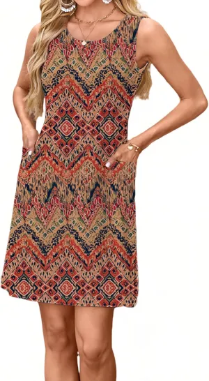 AELSON Women's Sleeveless Swimsuit Coverup 2025 Loose Beach Vacation Swimwear Cover Ups Summer Mini Dress Sundresses