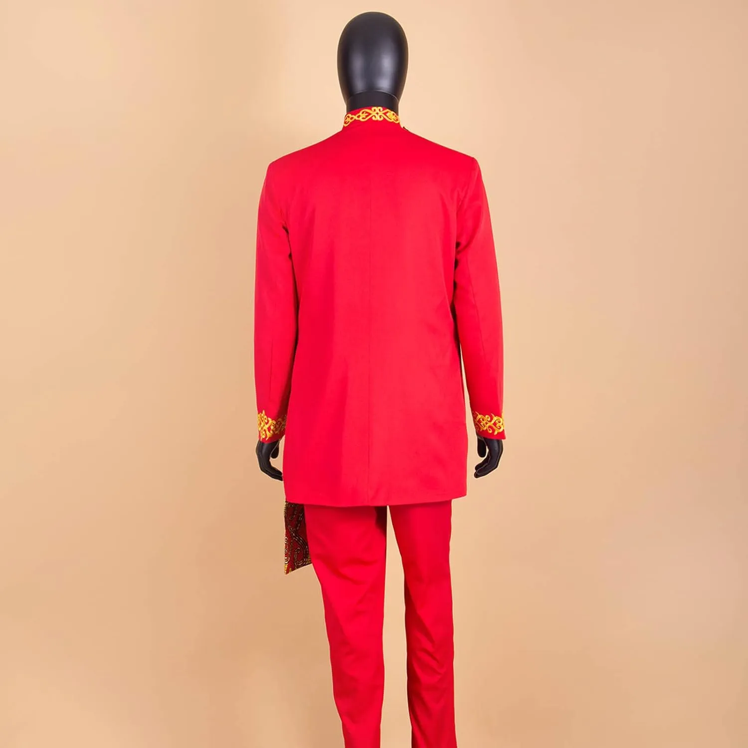 African Suits for Men Slim Fit Embroidery Single Breated Print Blazer and Pants Set Business Suit