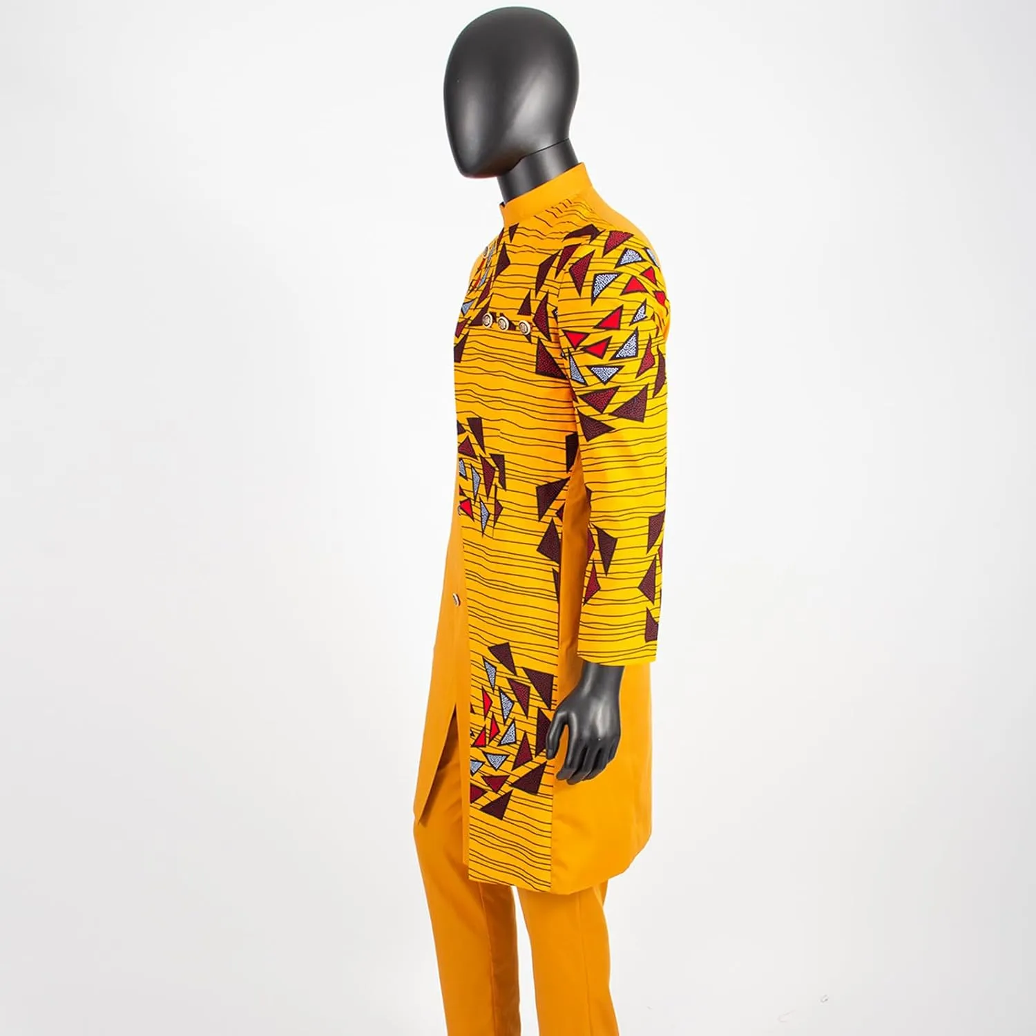 African Suits for Men Slim Fit Single Breasted Print Blazer and Pants Set Business Dress Suit