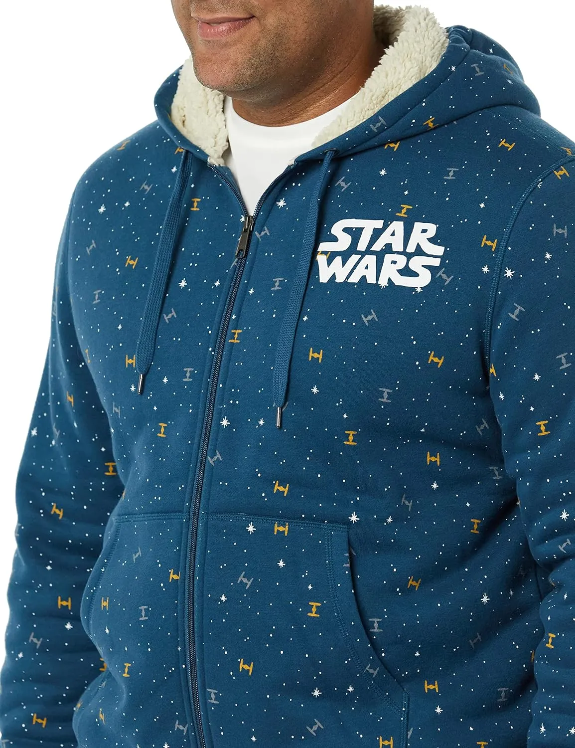 Amazon Essentials Disney | Marvel | Star Wars Men's Sherpa-Lined Full-Zip Hoodie Sweatshirts