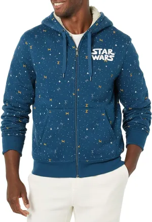 Amazon Essentials Disney | Marvel | Star Wars Men's Sherpa-Lined Full-Zip Hoodie Sweatshirts