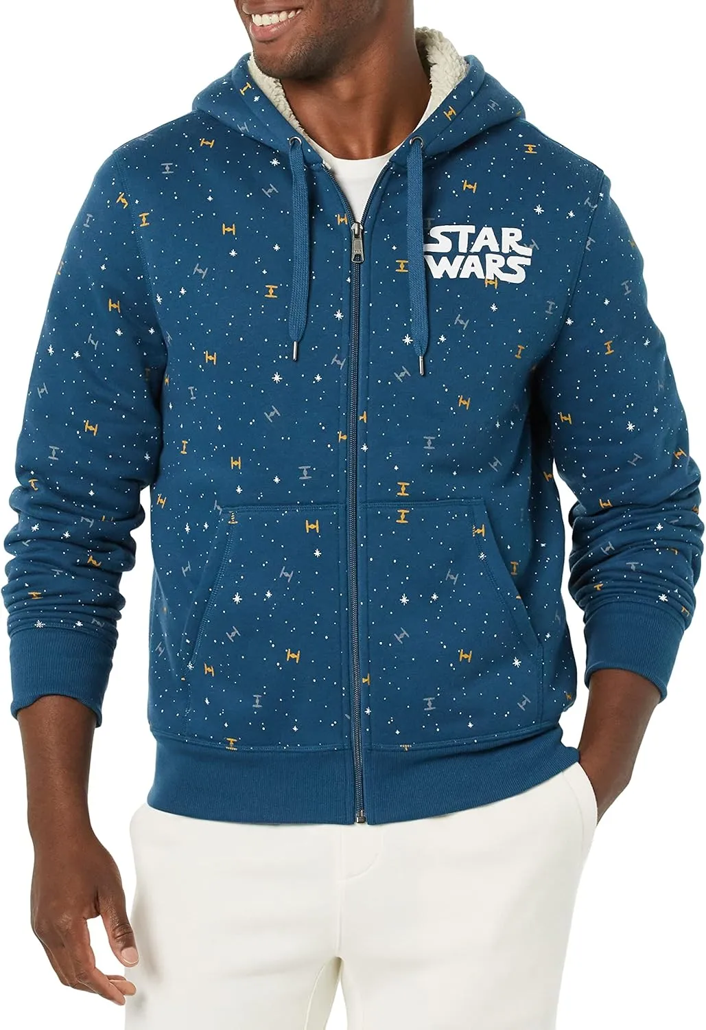 Amazon Essentials Disney | Marvel | Star Wars Men's Sherpa-Lined Full-Zip Hoodie Sweatshirts