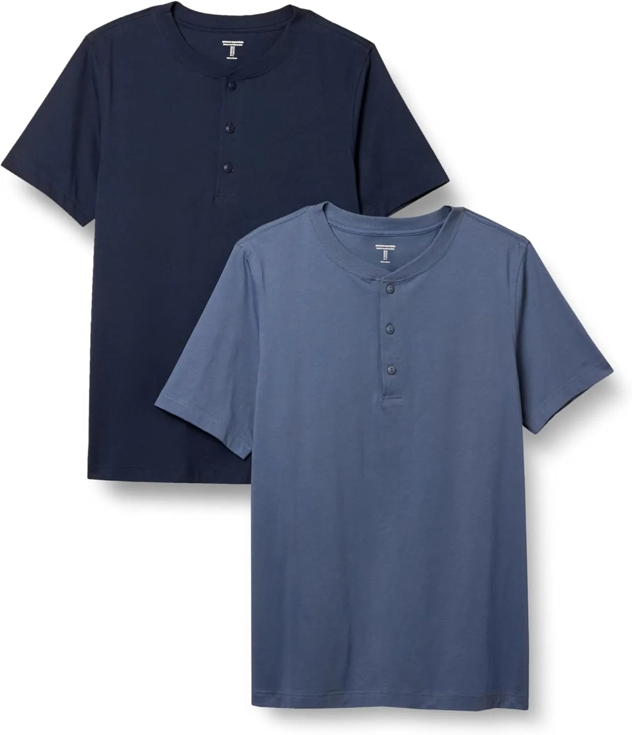 Amazon Essentials Men's Regular-Fit Short-Sleeve Cotton Henley T-Shirt, Pack of 2
