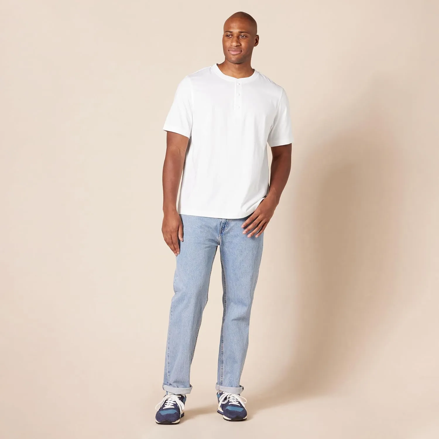 Amazon Essentials Men's Regular-Fit Short-Sleeve Cotton Henley T-Shirt, Pack of 2