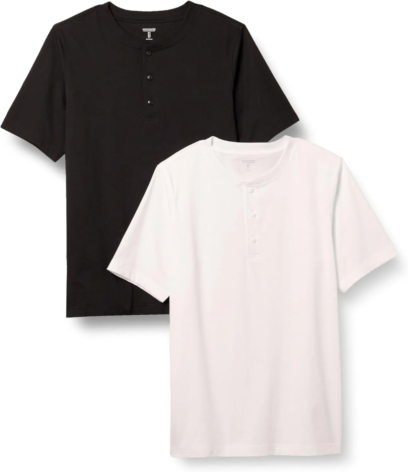 Amazon Essentials Men's Regular-Fit Short-Sleeve Cotton Henley T-Shirt, Pack of 2