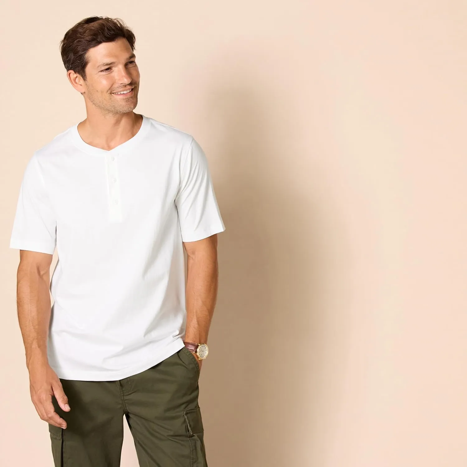Amazon Essentials Men's Regular-Fit Short-Sleeve Cotton Henley T-Shirt, Pack of 2