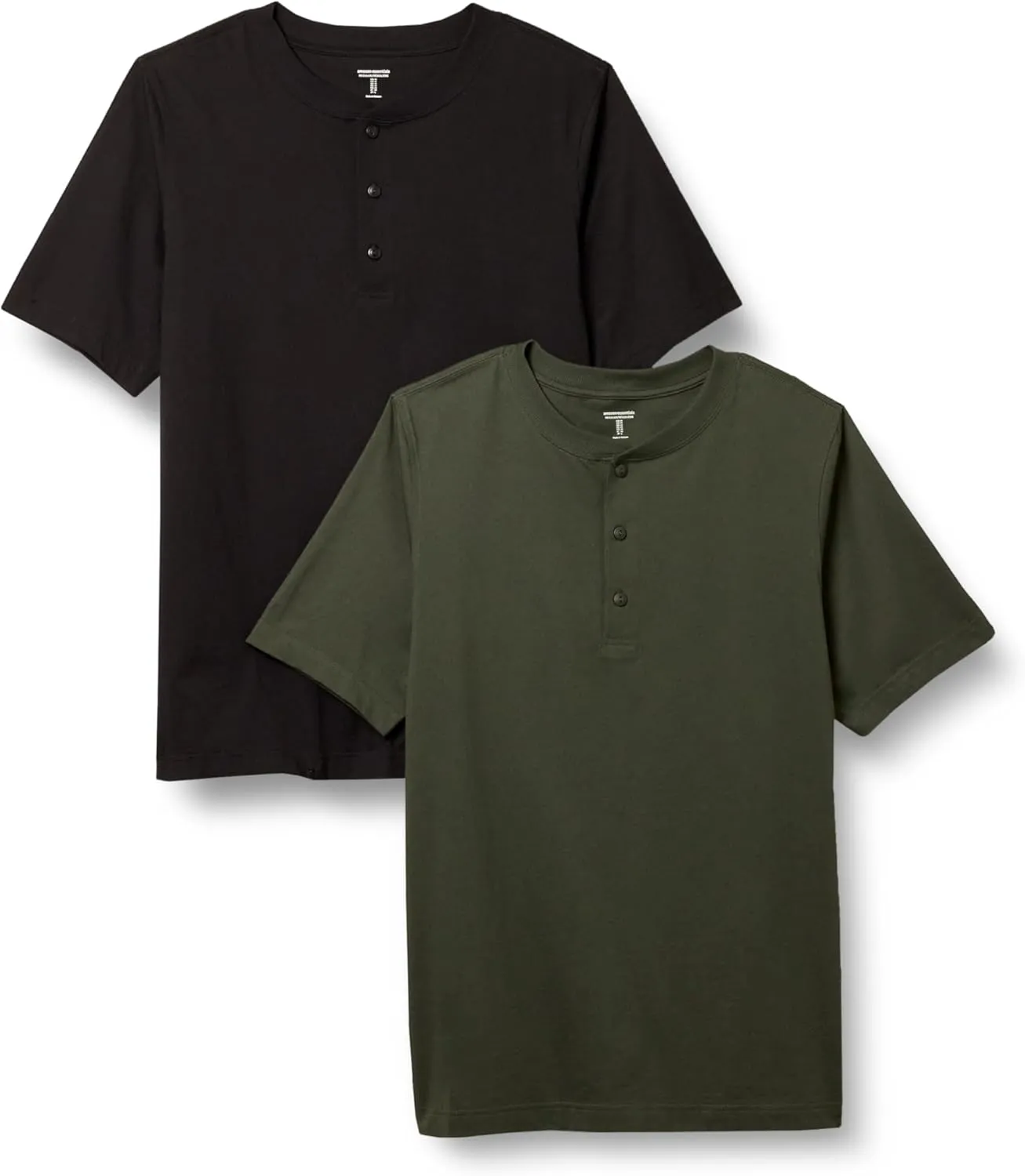 Amazon Essentials Men's Regular-Fit Short-Sleeve Cotton Henley T-Shirt, Pack of 2