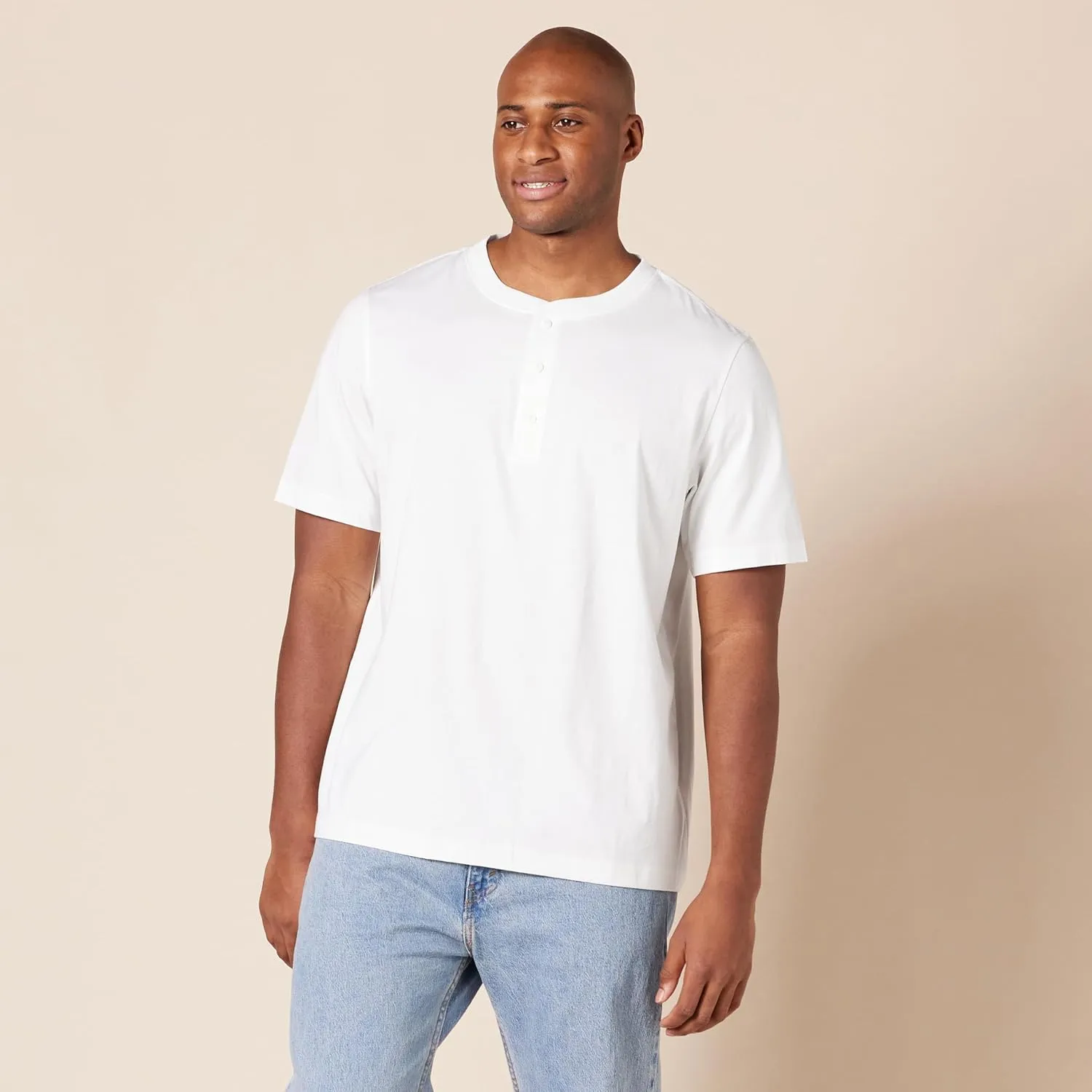 Amazon Essentials Men's Regular-Fit Short-Sleeve Cotton Henley T-Shirt, Pack of 2