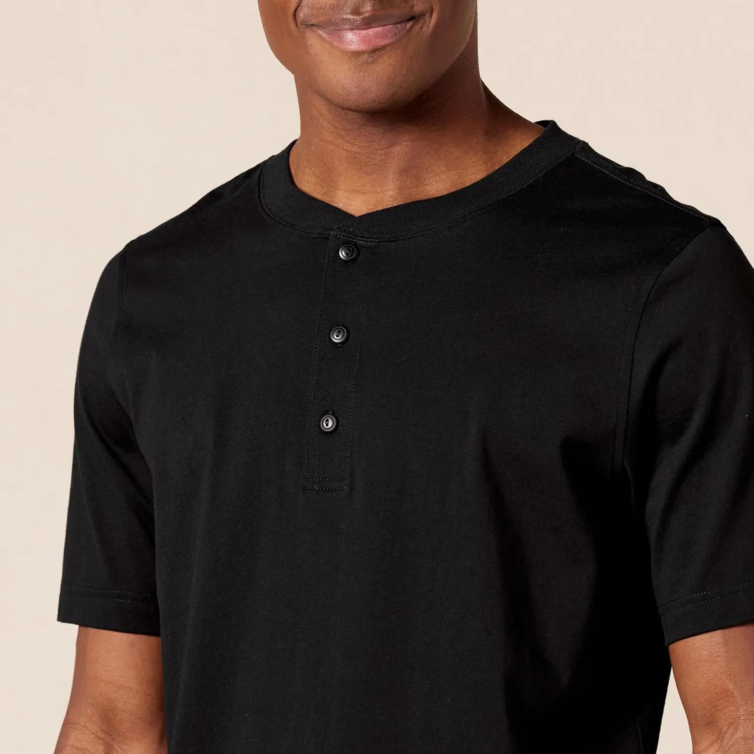 Amazon Essentials Men's Regular-Fit Short-Sleeve Cotton Henley T-Shirt, Pack of 2