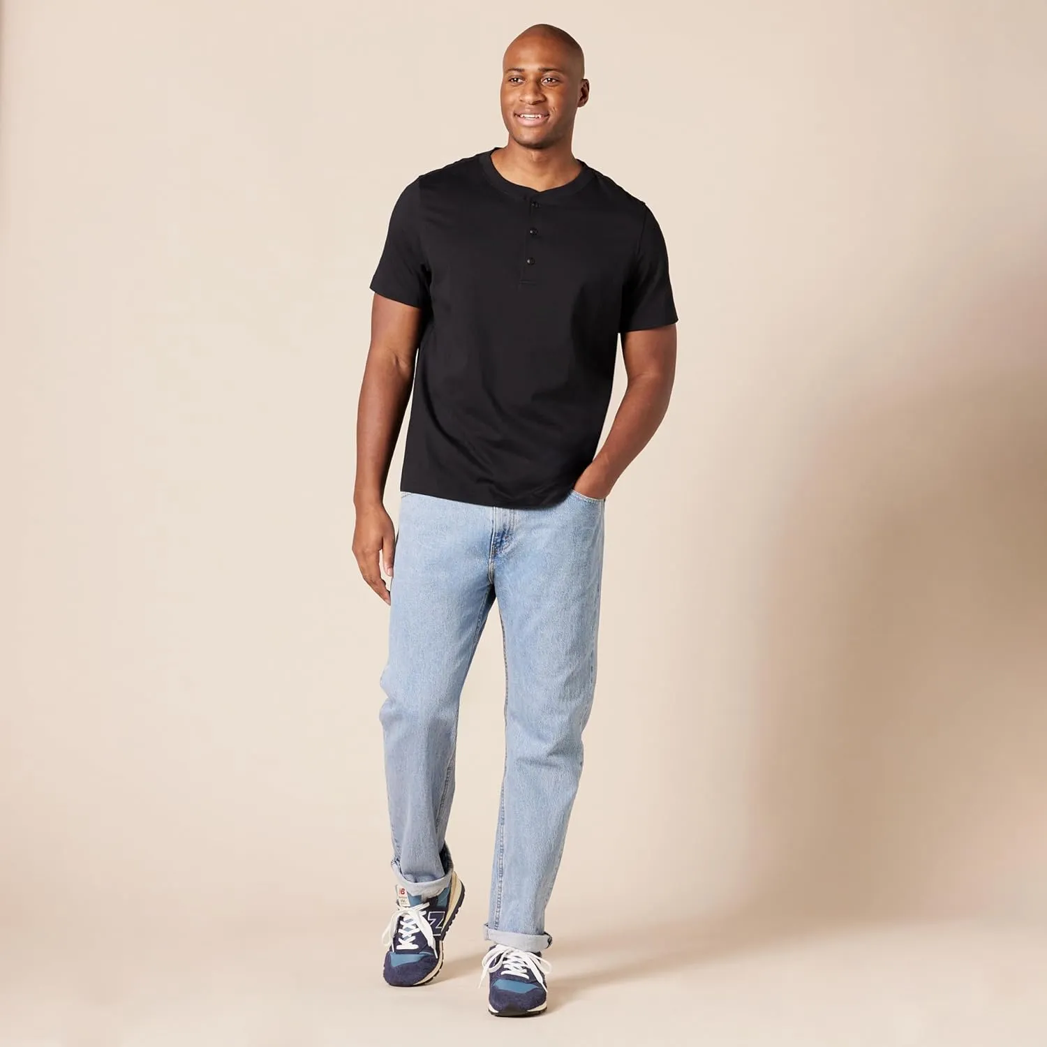 Amazon Essentials Men's Regular-Fit Short-Sleeve Cotton Henley T-Shirt, Pack of 2