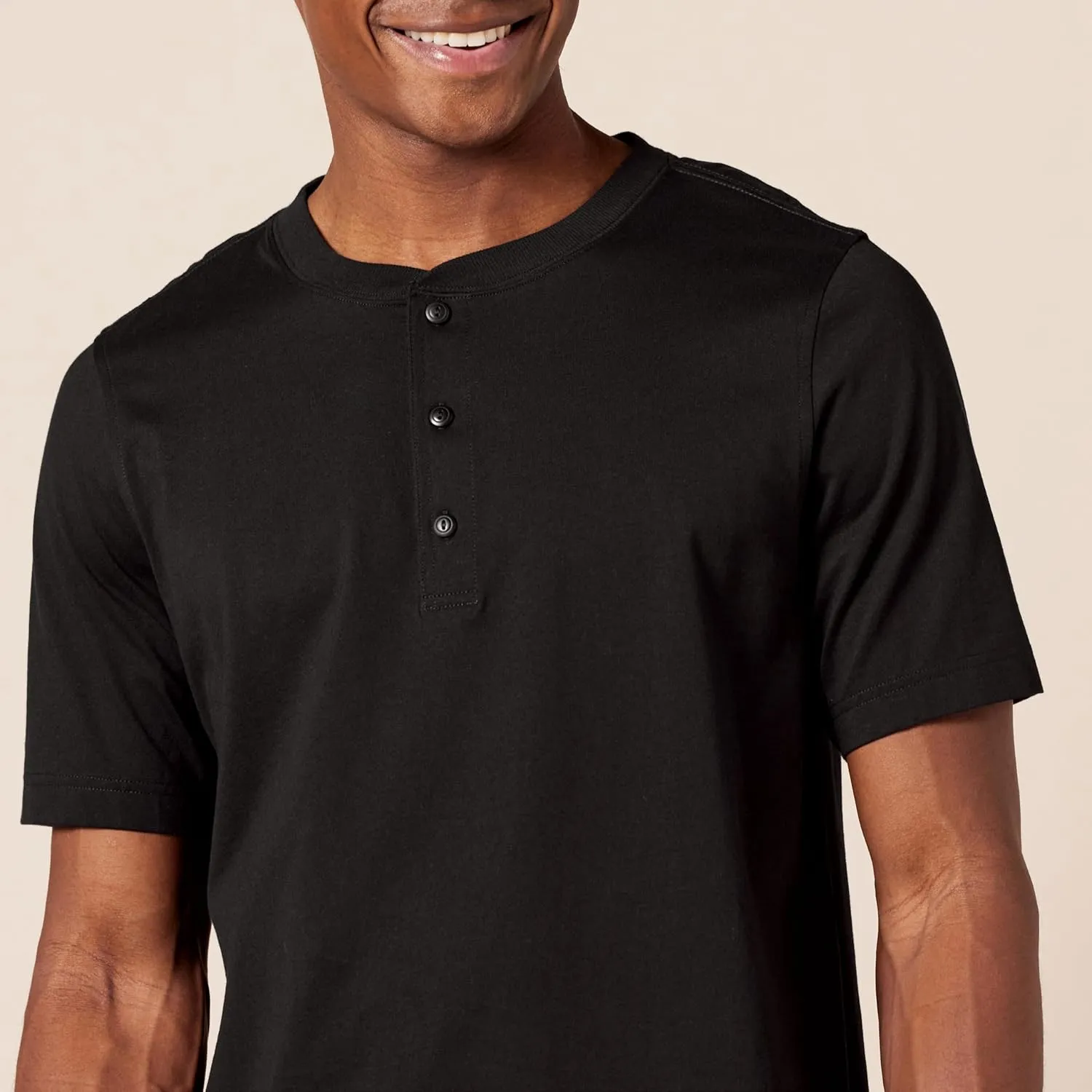 Amazon Essentials Men's Regular-Fit Short-Sleeve Cotton Henley T-Shirt, Pack of 2