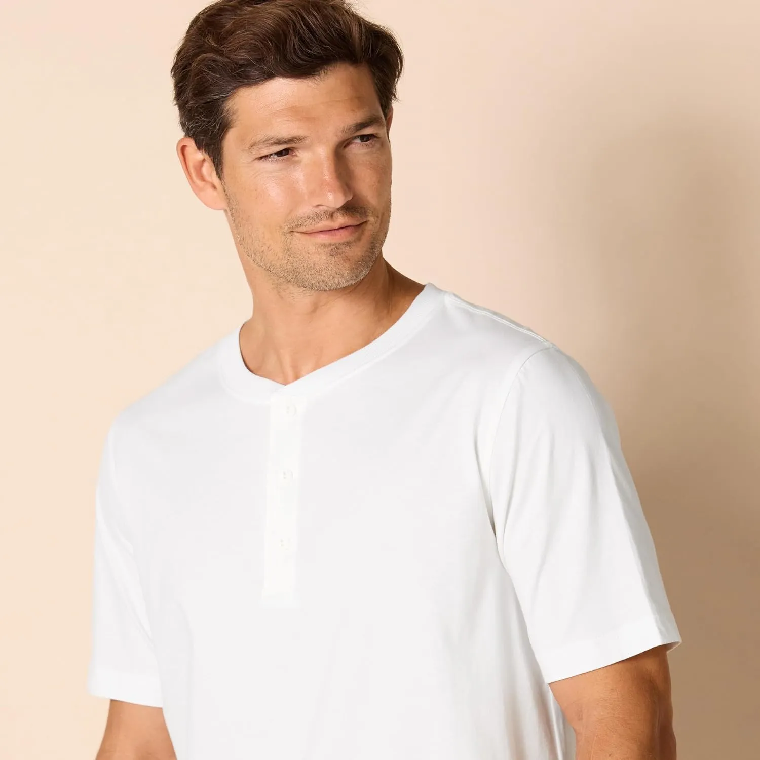 Amazon Essentials Men's Regular-Fit Short-Sleeve Cotton Henley T-Shirt, Pack of 2