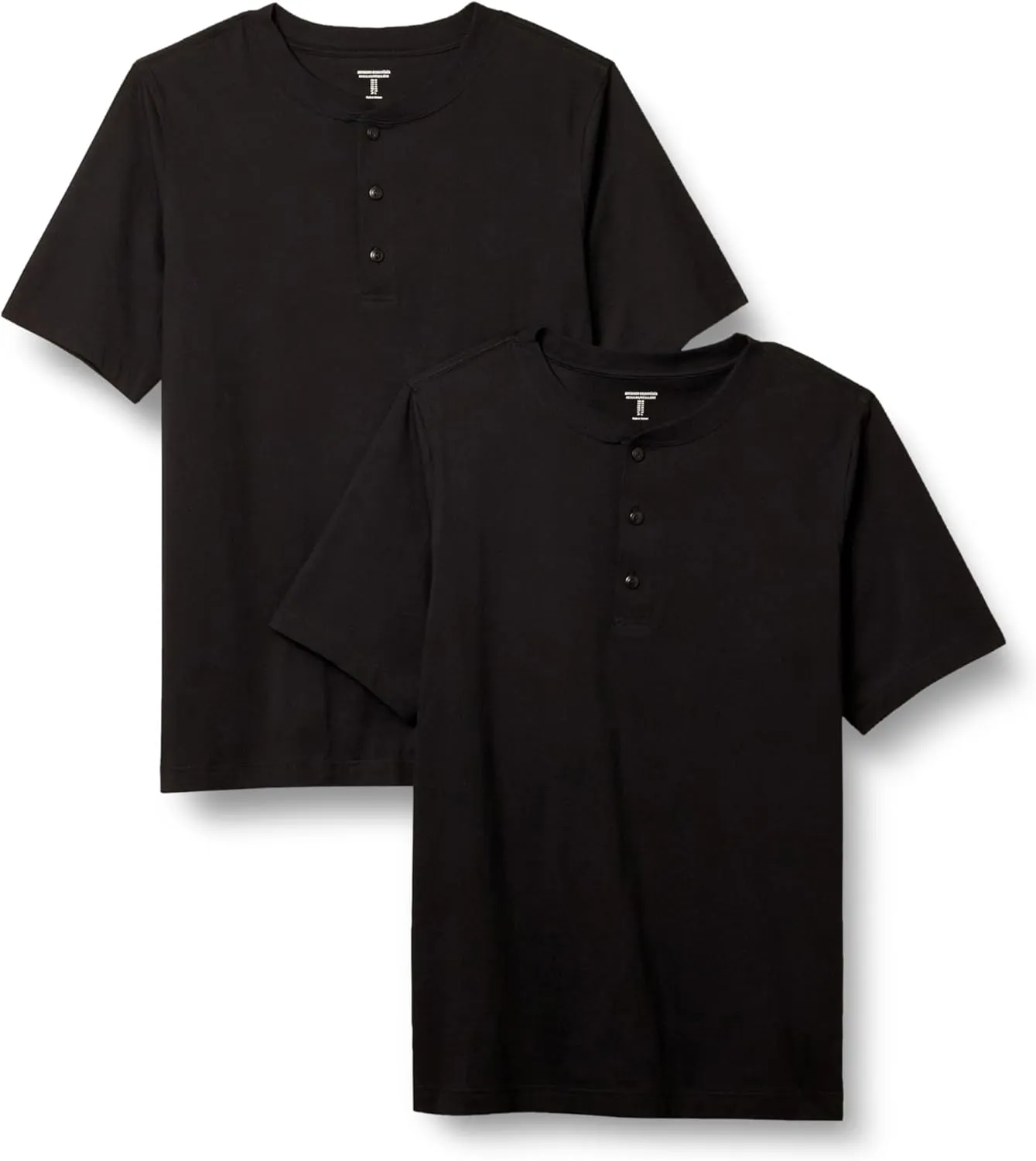 Amazon Essentials Men's Regular-Fit Short-Sleeve Cotton Henley T-Shirt, Pack of 2