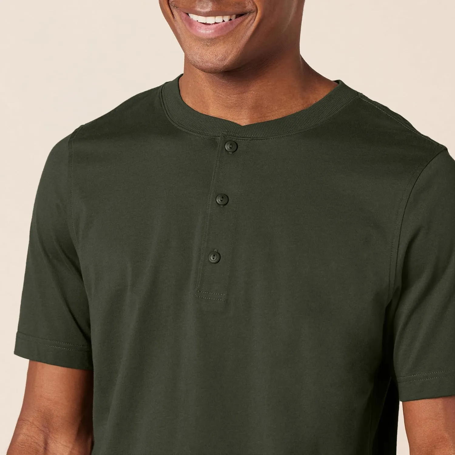 Amazon Essentials Men's Regular-Fit Short-Sleeve Cotton Henley T-Shirt, Pack of 2