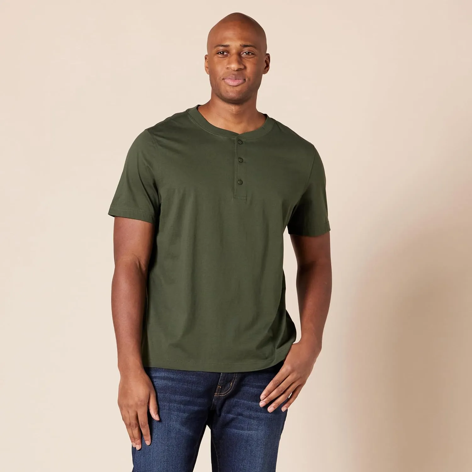Amazon Essentials Men's Regular-Fit Short-Sleeve Cotton Henley T-Shirt, Pack of 2
