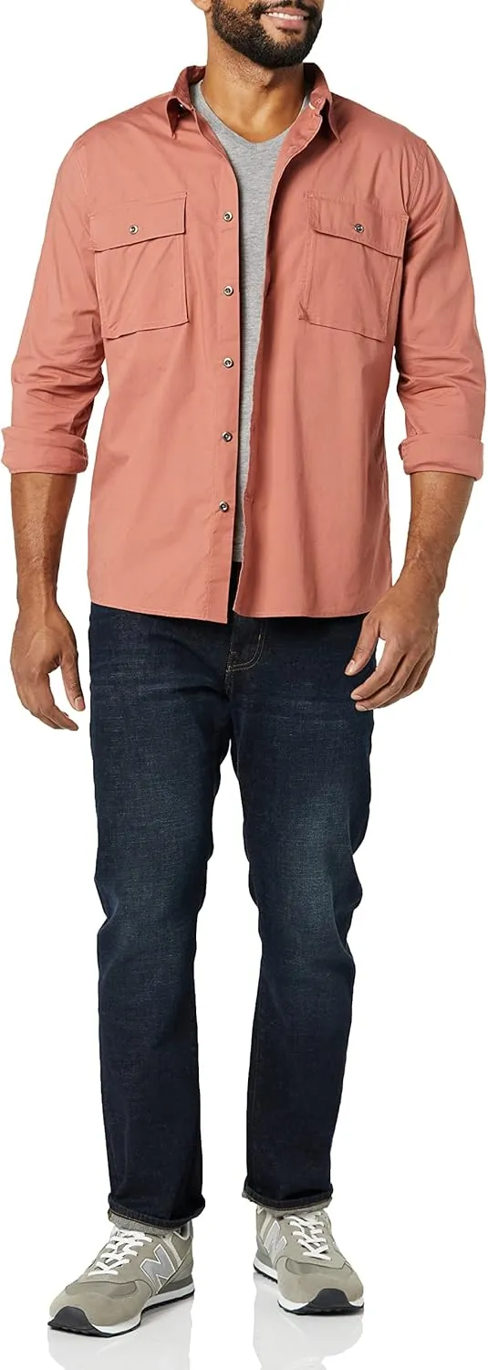 Amazon Essentials Men's Slim-Fit Long-Sleeve Two-Pocket Utility Shirt (Previously Goodthreads)