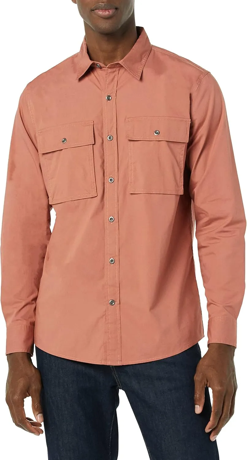 Amazon Essentials Men's Slim-Fit Long-Sleeve Two-Pocket Utility Shirt (Previously Goodthreads)