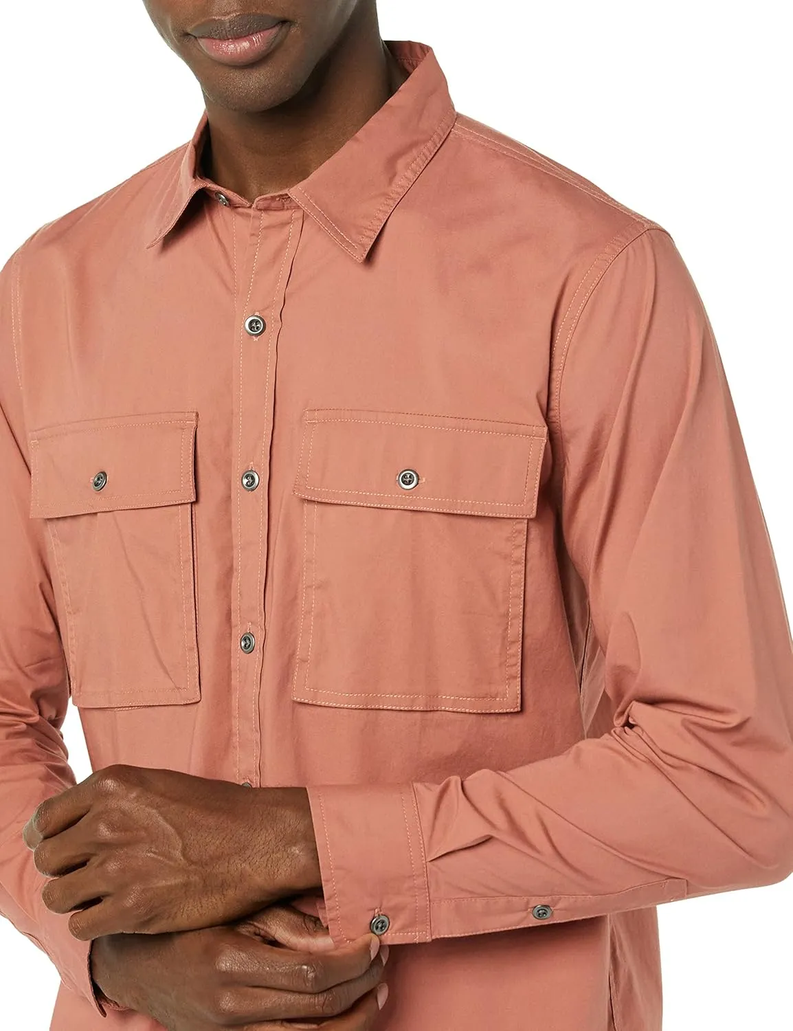 Amazon Essentials Men's Slim-Fit Long-Sleeve Two-Pocket Utility Shirt (Previously Goodthreads)