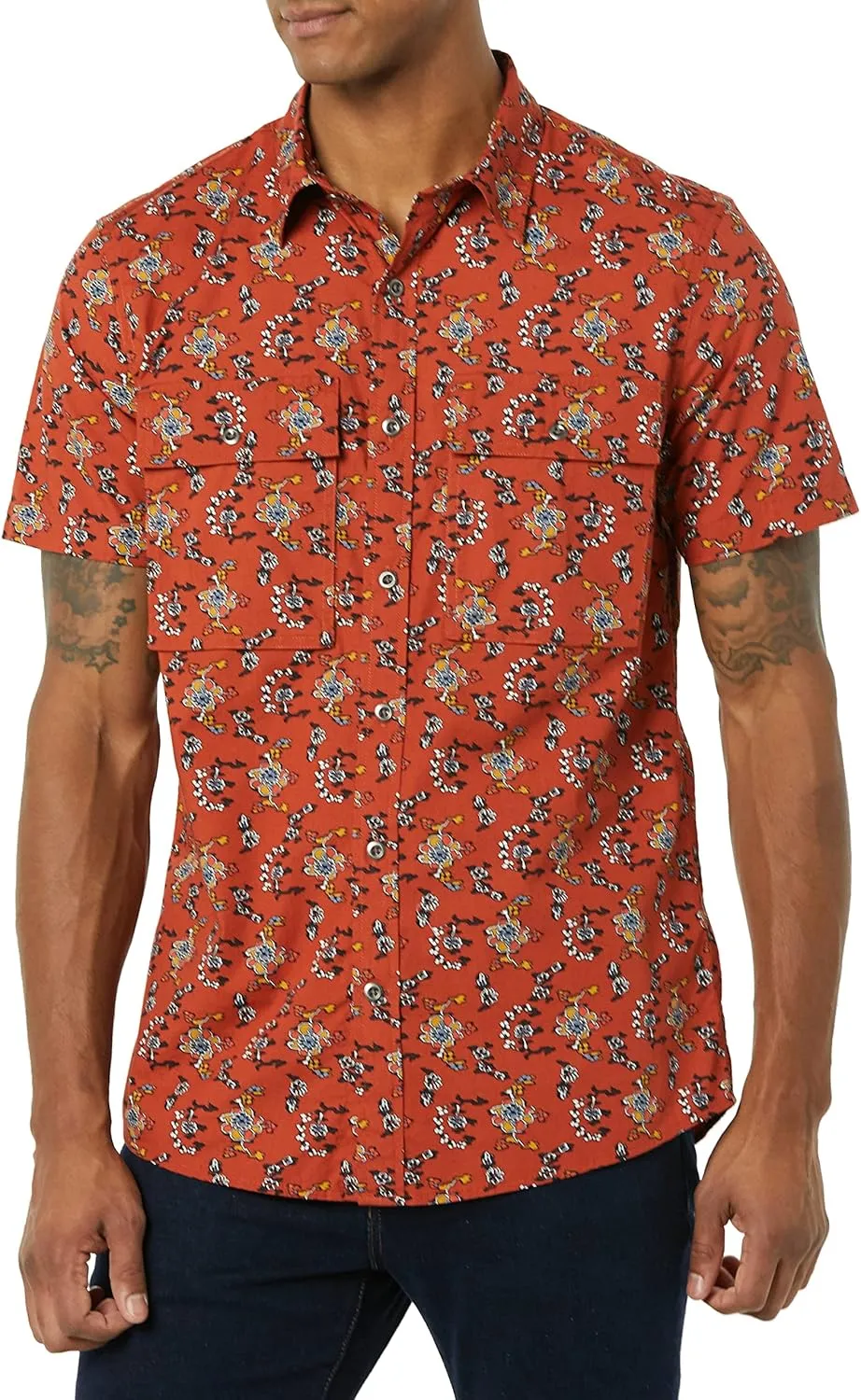 Amazon Essentials Men's Slim-Fit Short-Sleeve Two-Pocket Utility Shirt (Previously Goodthreads)