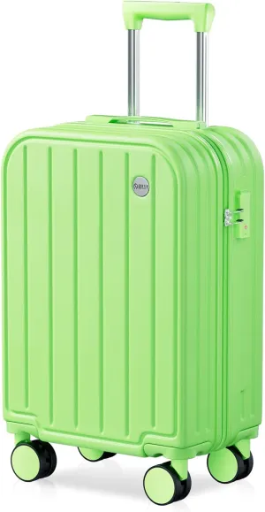 AnyZip Carry On Luggage,22x14x9 Airline Approved with TSA Lock,20 Inch PC ABS Hard Shell Suitcase with Wheels for Women and Kids (Applegreen)