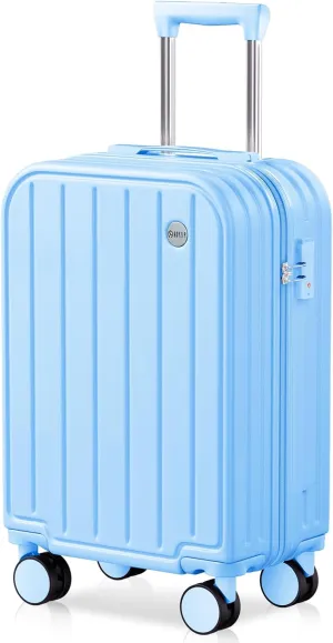 AnyZip Carry On Luggage,22x14x9 Airline Approved with TSA Lock,20 Inch PC ABS Hard Shell Suitcase with Wheels for Women and Kids (Lightblue)