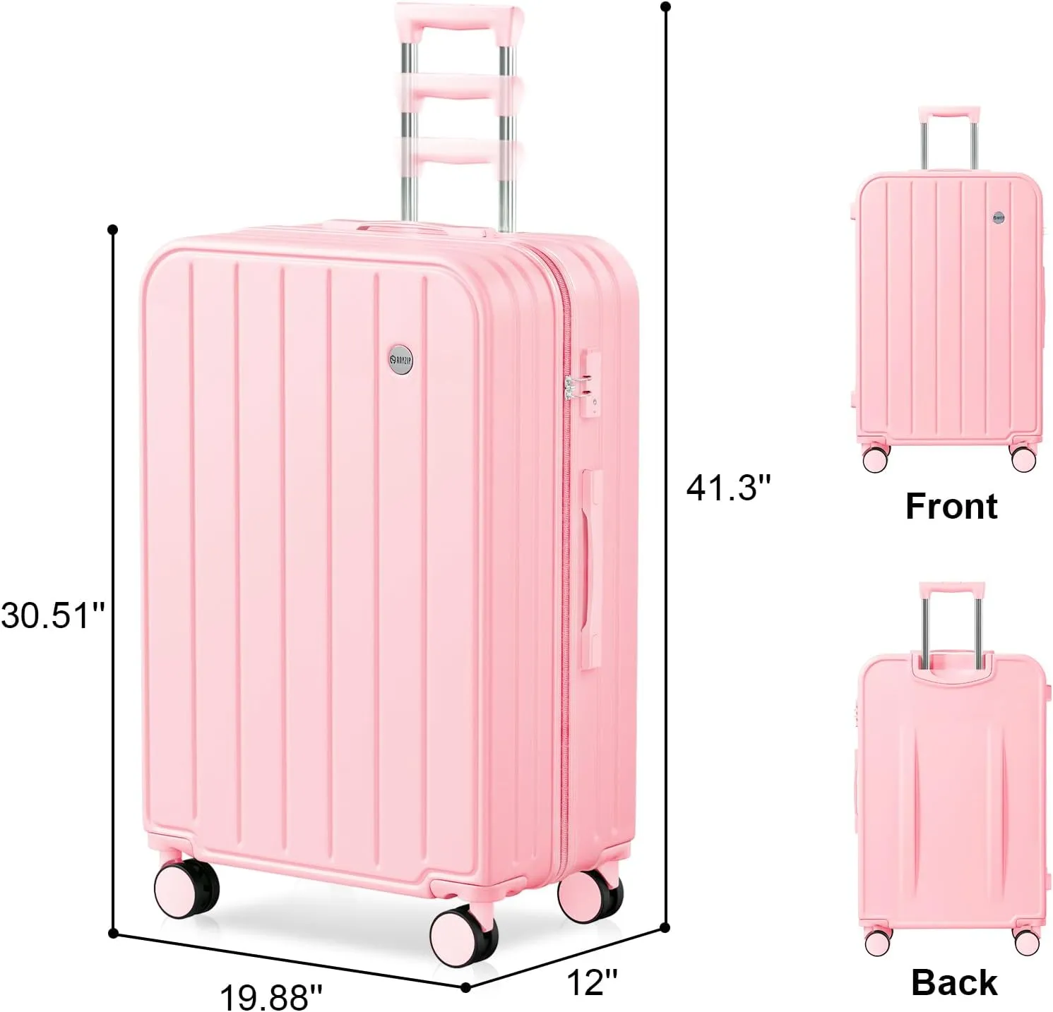 AnyZip Suitcase, Large 28 Inch Luggage with Wheels, PC ABS Lightweight Checked Luggage Hard Shell TSA Lock Luggage with Long-Term Travel (Pink)