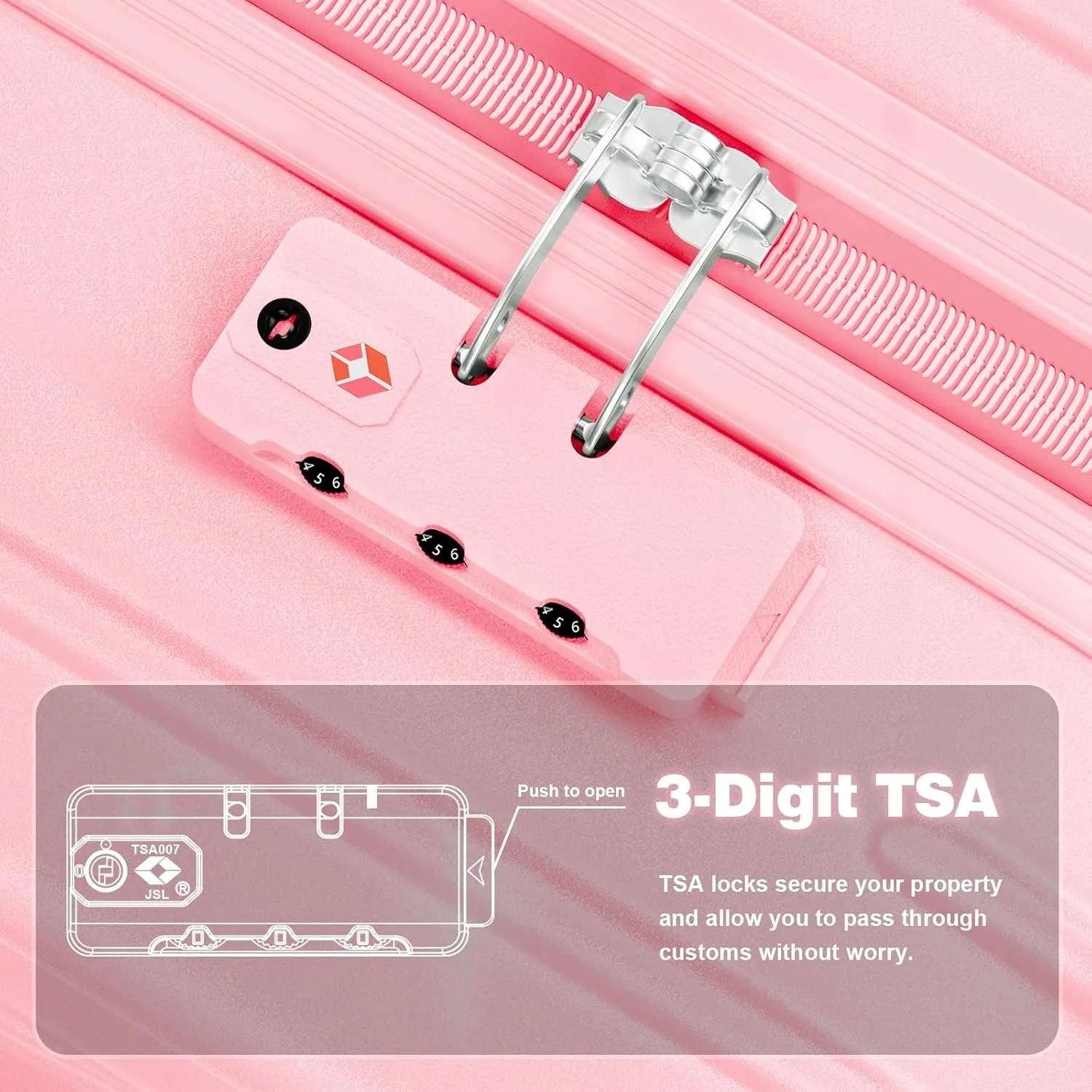 AnyZip Suitcase, Large 28 Inch Luggage with Wheels, PC ABS Lightweight Checked Luggage Hard Shell TSA Lock Luggage with Long-Term Travel (Pink)