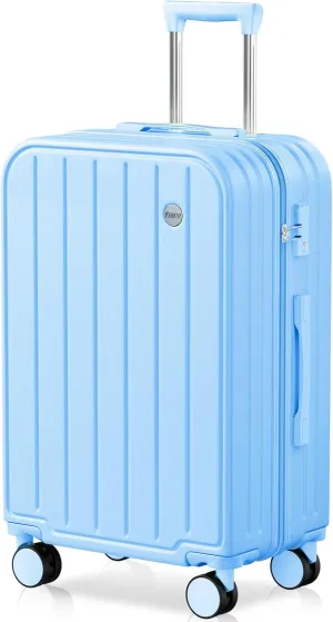 AnyZip Suitcases, Checked Luggage with TSA Lock, 24 Inch PC ABS Hard Shell Mediume Luggage for Women and Kids (Lightblue)