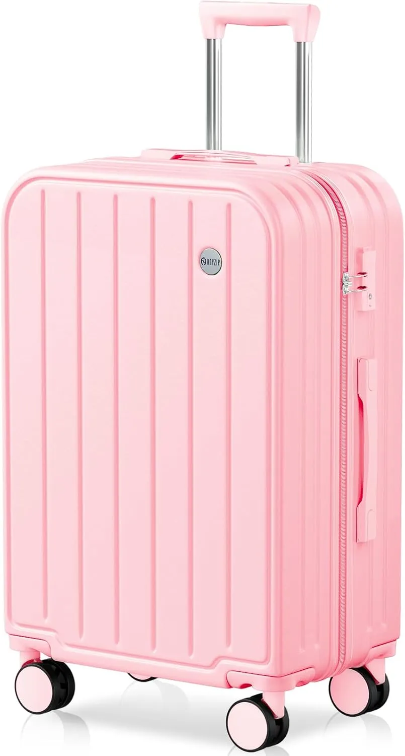 AnyZip Suitcases with Wheels,24 Inch Checked Lightweight TSA Locked Hard Shell Luggage with Wheels for Women and Kids Pink