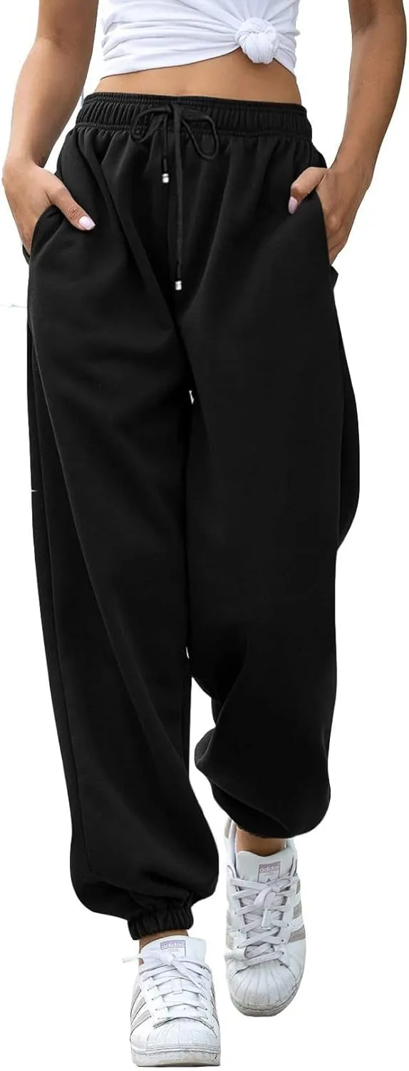 AROGONE Women Sweatpants Baggy High Waisted Cinch Bottom Athletic Joggers Sweat Pants with Pockets
