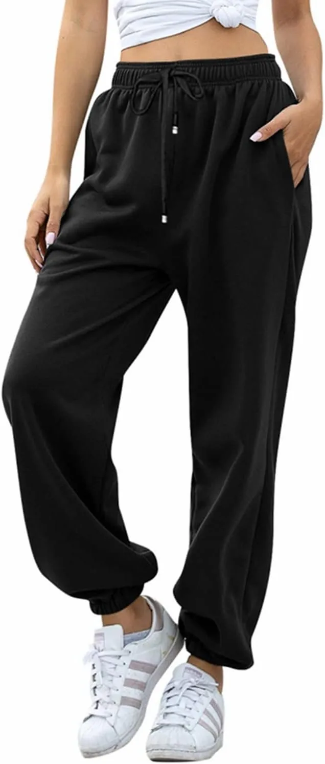 AROGONE Women Sweatpants Baggy High Waisted Cinch Bottom Athletic Joggers Sweat Pants with Pockets