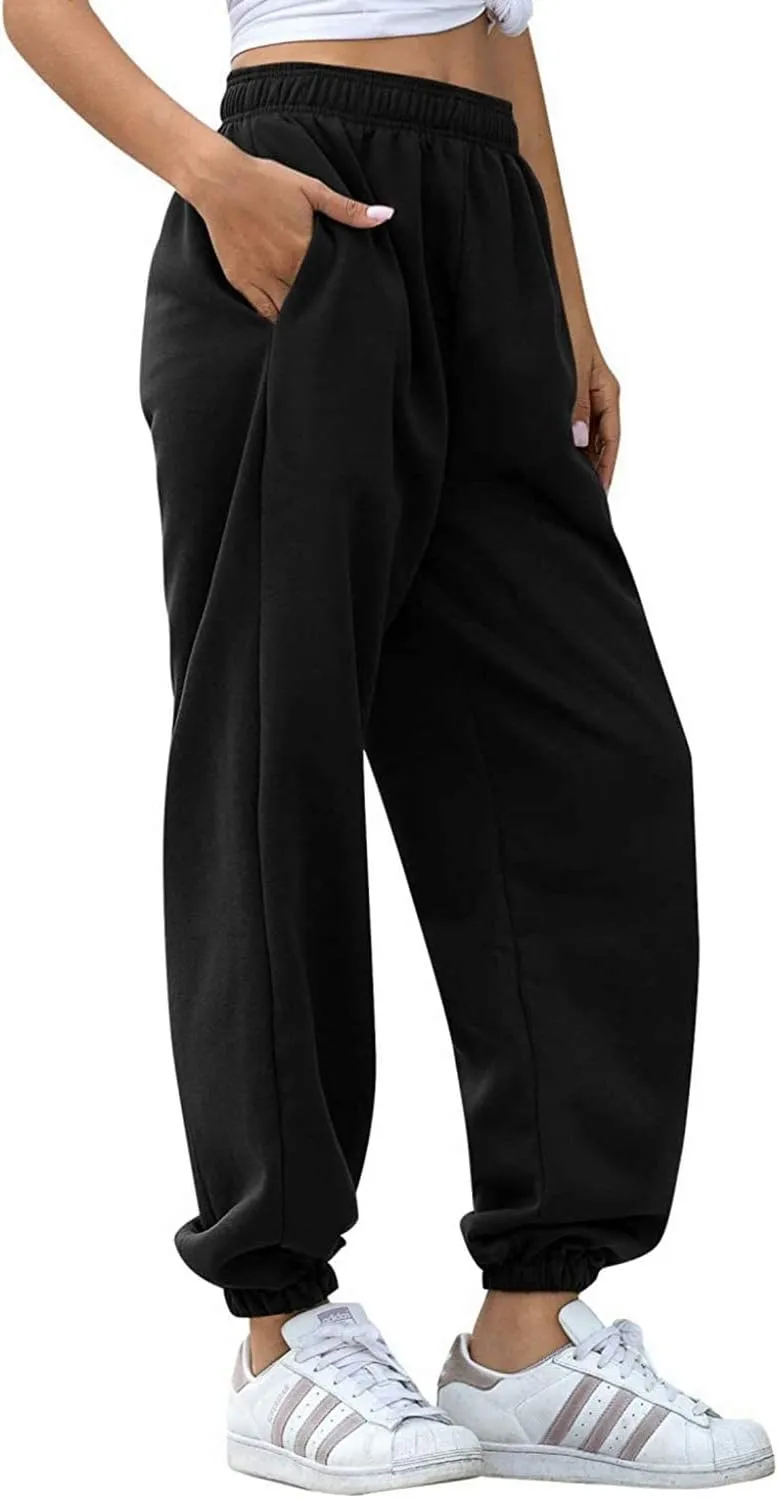 AROGONE Women Sweatpants Baggy High Waisted Cinch Bottom Athletic Joggers Sweat Pants with Pockets
