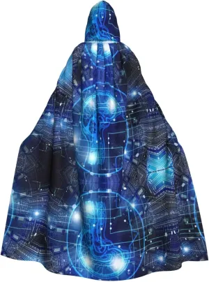 Artificial Intelligence Brain Adult Hooded Cloak - Costume Cosplay, Wizard Themed Cloak - Perfect for Halloween, Easter & Carnival Parties