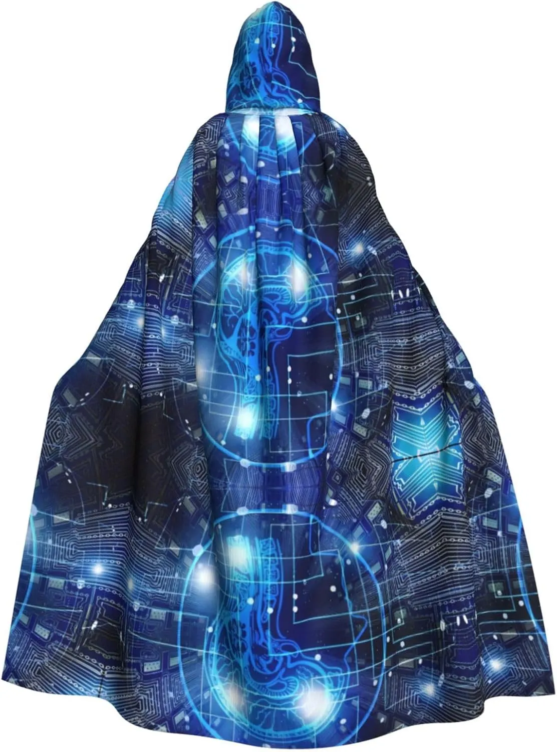 Artificial Intelligence Brain Adult Hooded Cloak - Costume Cosplay, Wizard Themed Cloak - Perfect for Halloween, Easter & Carnival Parties