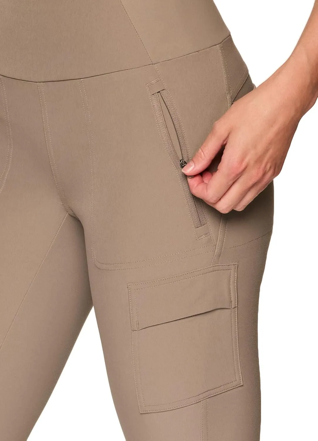 Avalanche Women's Combo Stretch Woven Front Knit Slim Fit Pant with Pockets