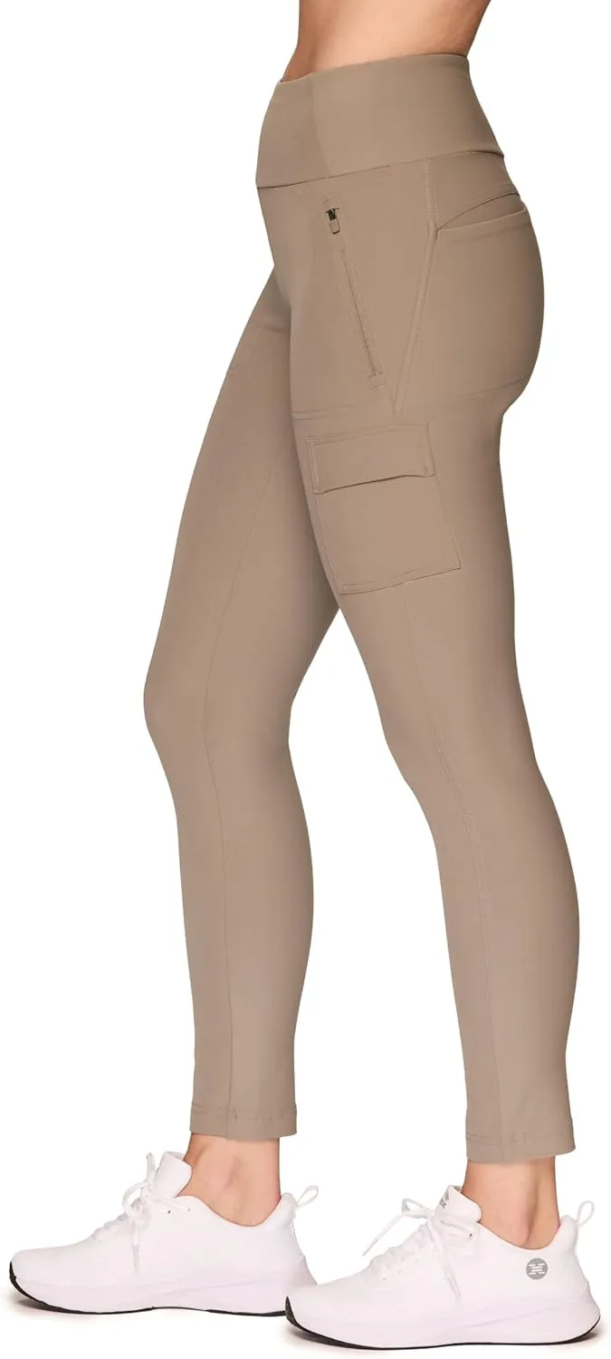 Avalanche Women's Combo Stretch Woven Front Knit Slim Fit Pant with Pockets