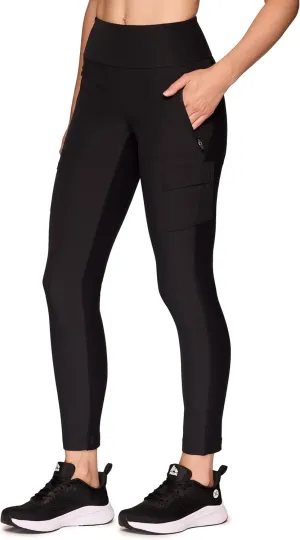 Avalanche Women's Combo Stretch Woven Front Knit Slim Fit Pant with Pockets