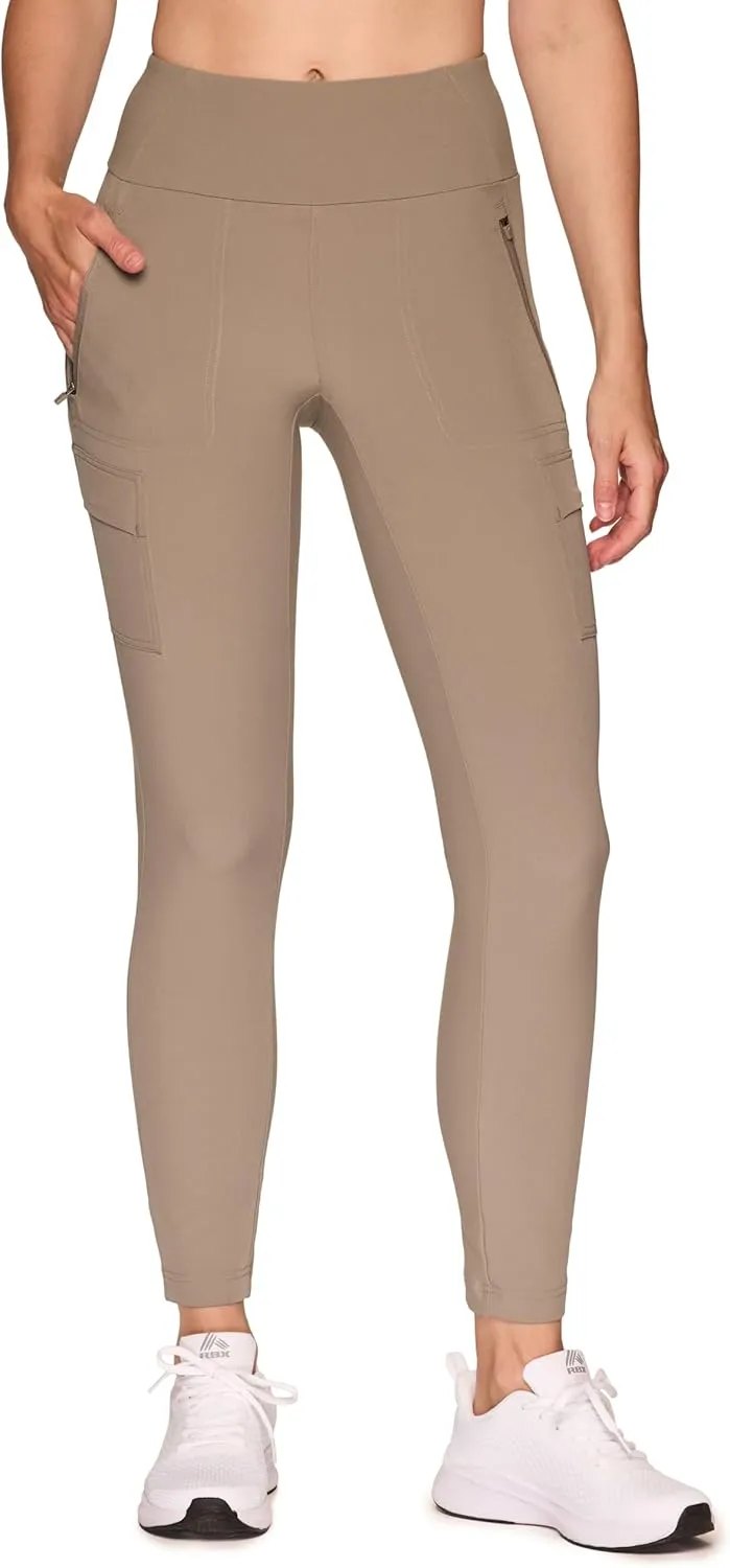 Avalanche Women's Combo Stretch Woven Front Knit Slim Fit Pant with Pockets
