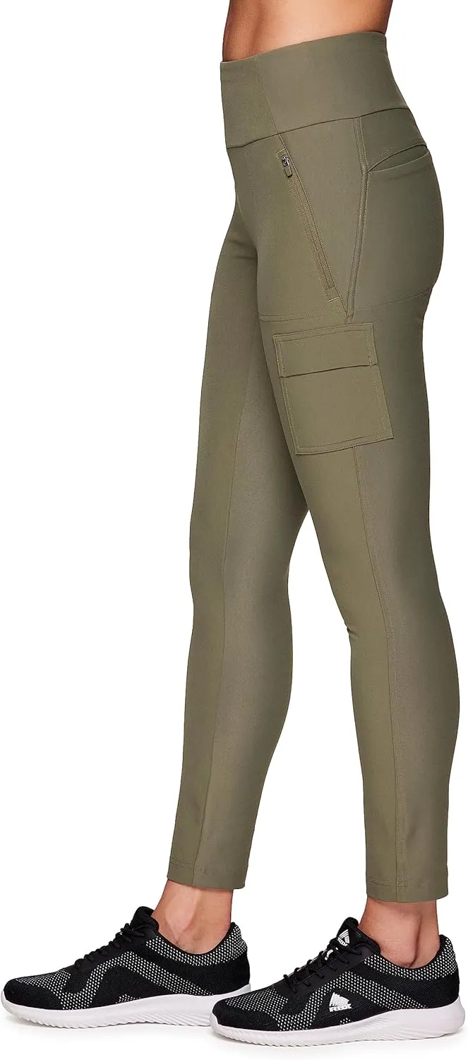 Avalanche Women's Combo Stretch Woven Front Knit Slim Fit Pant with Pockets